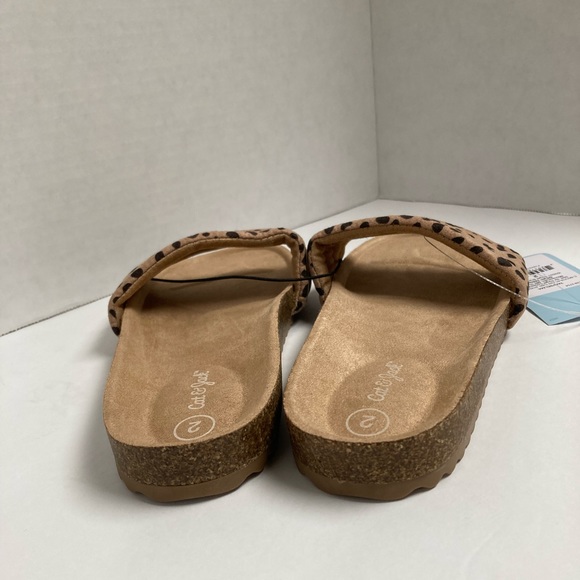Girls Sandals Leopard Print Selma Tan with Black Spots Slip On Shoes Cat & Jack - Picture 4 of 9